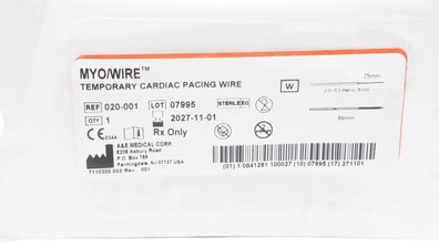 A&E Medical 021-001 2-0 MYO/Wire Temporary Cardiac Pacing Wire 61cm x 3.2mm 89mm